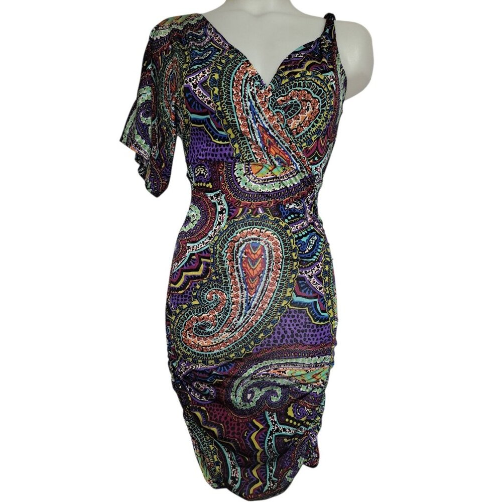 Lot of 2 Symphony Womens Bodycon Cocktail Dresses S Paisley Print Camo Clubwear